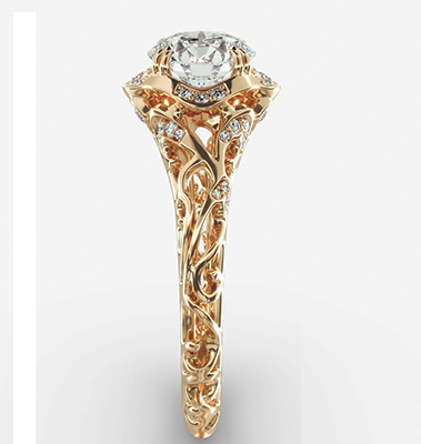 This delicate filigree vintage style engagement ring, 