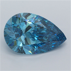 Picture of Lab Grown Diamond 4.00 Carats, Pear with  Cut, Fancy Vivid Blue Color, VS1 Clarity and Certified by IGI