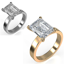 Foto Anillo de compromiso solitario certificado de 3 quilates esmerald labor Diamond D VVS2. de