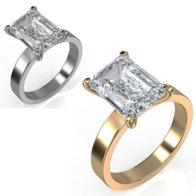 3 carat Emerald lab diamond D VVS2 Certified Solitaire engagement ring.