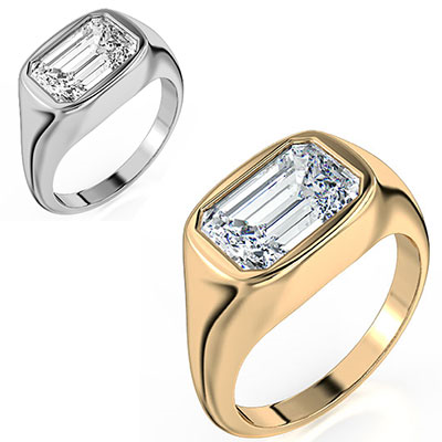3 carat Lab Emerald diamond D VVS2 Certified,, flush setting low profile