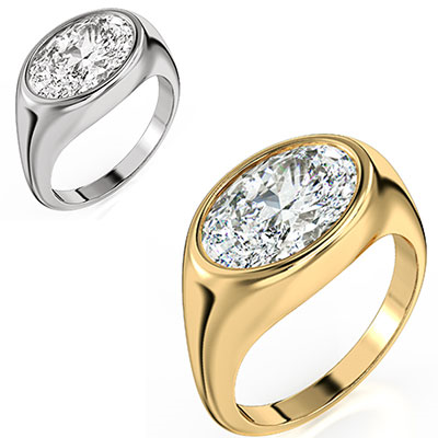 3 Carat Lab Oval diamond D VVS2 Certified,flush setting low profile.