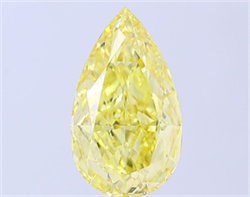 Picture of Lab Grown Diamond 5.04 Carats, Pear with  Cut, Fancy Intense Yellow Color, VS2 Clarity and Certified by IGI