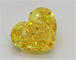 Picture of Lab Grown Diamond 1.58 Carats, Heart with  Cut, Fancy Vivid Yellow Color, IF Clarity and Certified by IGI
