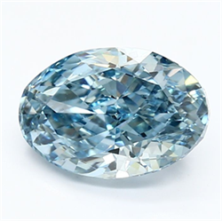 Picture of Lab Grown Diamond 2.80 Carats, Oval with  Cut, Fancy Vivid Blue Color, VS1 Clarity and Certified by IGI