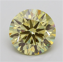 Picture of Lab Grown Diamond 6.02 Carats, Round with Ideal Cut, Fancy Yellow Color, VS1 Clarity and Certified by IGI