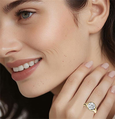 Low profile flush engagement ring for women