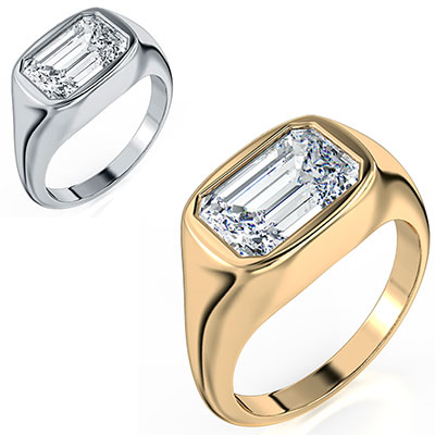 Bigger Emerald diamonds flush setting low profile setting