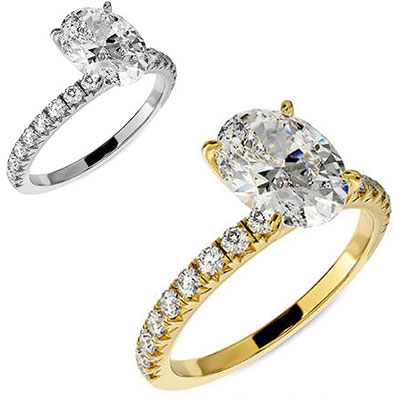 Engagement ring pave set for all shapes and carats