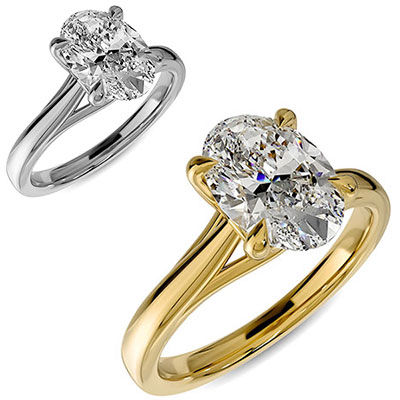 Buddies cathedral solitaire engagement ring settings for Ovals, Radiants and Emeralds