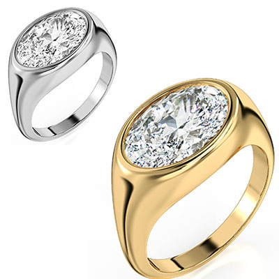 Bigger Oval diamond flush setting low profile setting