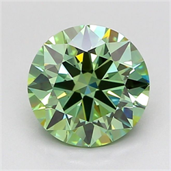 Picture of Lab Grown Diamond 1.81 Carats, Round with Ideal Cut, Fancy Vivid Green Color, VVS2 Clarity and Certified by IGI