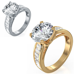 Foto Engastes de anillos de compromiso, Baguettes laterales de 0,95 quilates de