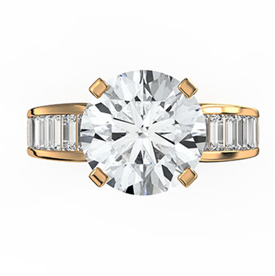 Engagement ring settings, side Baguettes 0.85 carat