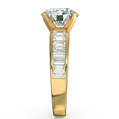 Engagement ring settings, side Baguettes 0.85 carat