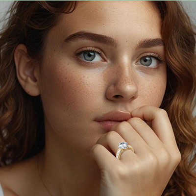 Engagement ring settings, side Baguettes 0.85 carat