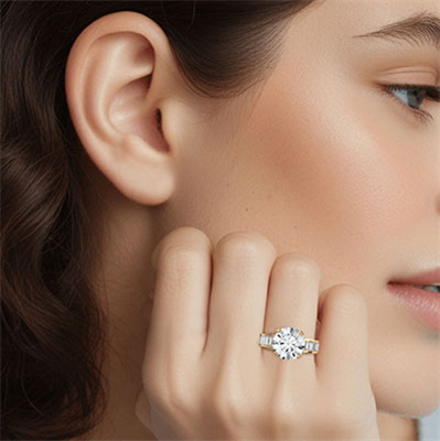 Engagement ring settings, side Baguettes 0.85 carat
