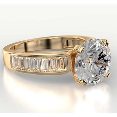 Engagement ring settings, side Baguettes 0.85 carat