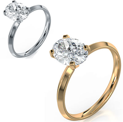 Foto Montaje del anillo de compromiso de diamantes ovales de