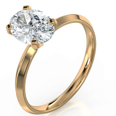 Oval diamond engagement ring mounting