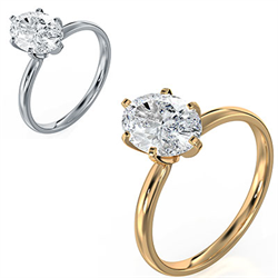 Foto 6 puntas ajustado del anillo de compromiso de diamantes ovales de