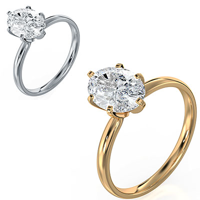6 prongs Oval diamond engagement ring setting