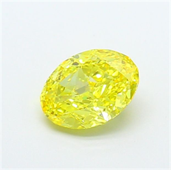Picture of Lab Grown Diamond 1.38 Carats, Oval with  Cut, Fancy Vivid Yellow Color, VVS2 Clarity and Certified by IGI