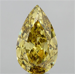 Picture of Lab Grown Diamond 6.02 Carats, Pear with  Cut, Fancy Vivid Yellow Color, VS1 Clarity and Certified by IGI