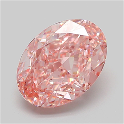 Picture of Lab Grown Diamond 4.11 Carats, Oval with  Cut, Fancy Vivid Pink Color, VVS2 Clarity and Certified by IGI