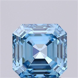 Picture of Lab Grown Diamond 1.59 Carats, Emerald with  Cut, Fancy Vivid Blue Color, VVS2 Clarity and Certified by IGI