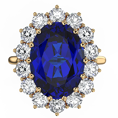 Princess Diana Exact Replica Engagement ring 7.77 lab Sapphire and 1.75 Lab diamonds E VS1