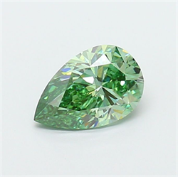 Picture of Lab Grown Diamond 1.21 Carats, Pear with  Cut, Fancy Vivid Green Color, VS1 Clarity and Certified by IGI
