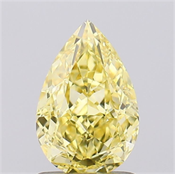 Picture of Lab Grown Diamond 1.27 Carats, Pear with  Cut, Fancy Intense Yellow Color, VVS2 Clarity and Certified by IGI