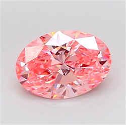 Picture of Lab Grown Diamond 2.11 Carats, Oval with  Cut, Fancy Vivid Pink Color, VVS2 Clarity and Certified by IGI