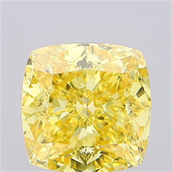 Picture of Lab Grown Diamond 4.17 Carats, CUSHION MODIFIED with  Cut, Fancy Vivid Yellow Color, VS1 Clarity and Certified by IGI