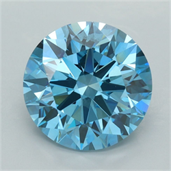 Picture of Lab Grown Diamond 4.00 Carats, Round with Ideal Cut, Fancy Vivid Blue Color, VS1 Clarity and Certified by IGI