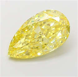 Picture of Lab Grown Diamond 4.53 Carats, Pear with  Cut, Fancy Vivid Yellow Color, VS1 Clarity and Certified by IGI
