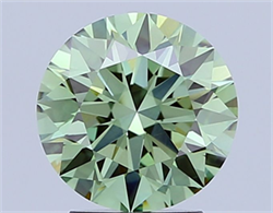 Picture of Lab Grown Diamond 2.57 Carats, Round with Ideal Cut, Fancy Vivid Green Color, VS2 Clarity and Certified by IGI