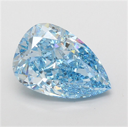 Picture of Lab Grown Diamond 5.05 Carats, Pear with  Cut, Fancy Vivid Blue Color, VS1 Clarity and Certified by IGI