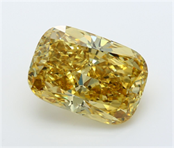 Picture of Lab Grown Diamond 7.53 Carats, CUSHION MODIFIED with  Cut, Fancy Vivid Yellow Color, VS1 Clarity and Certified by IGI