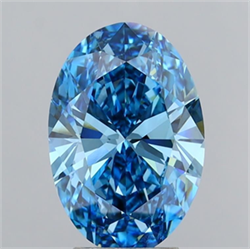 Picture of Lab Grown Diamond 4.00 Carats, Oval with  Cut, Fancy Vivid Blue Color, VVS2 Clarity and Certified by IGI
