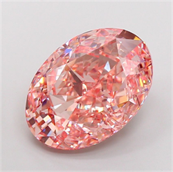 Picture of Lab Grown Diamond 16.27 Carats, Oval with  Cut, Fancy Vivid Pink Color, VS1 Clarity and Certified by IGI