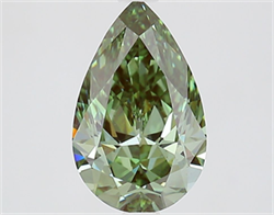 Picture of Lab Grown Diamond 2.01 Carats, Pear with  Cut, Fancy Vivid Green Color, VS1 Clarity and Certified by IGI