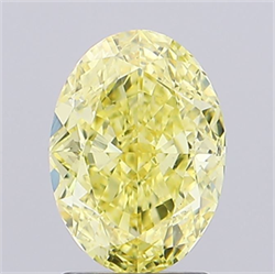 Picture of Lab Grown Diamond 2.11 Carats, Oval with  Cut, Fancy Vivid Yellow Color, VS2 Clarity and Certified by IGI