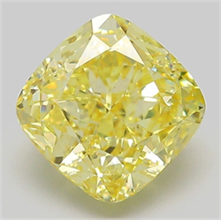 Picture of Lab Grown Diamond 3.09 Carats, CUSHION MODIFIED with  Cut, Fancy Intense Yellow Color, VS1 Clarity and Certified by IGI