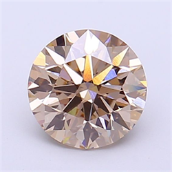 Picture of Lab Grown Diamond 1.29 Carats, Round with Ideal Cut, Fancy Light Brown Color, VVS2 Clarity and Certified by IGI