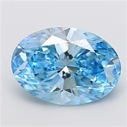 Picture of Lab Grown Diamond 4.53 Carats, Oval with  Cut, Fancy Vivid Blue Color, VS1 Clarity and Certified by IGI