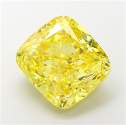 Picture of Lab Grown Diamond 7.51 Carats, CUSHION MODIFIED with  Cut, Fancy Vivid Yellow Color, VS2 Clarity and Certified by IGI