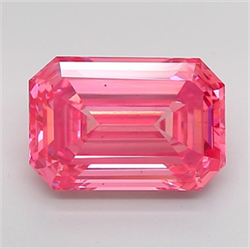 Picture of Lab Grown Diamond 2.88 Carats, Emerald with  Cut, Fancy Vivid Pink Color, VS2 Clarity and Certified by IGI