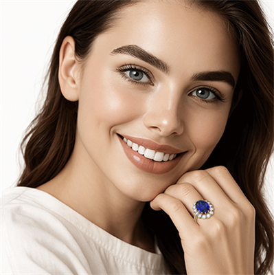Princess Diana Exact Replica Engagement ring 7.77 lab Sapphire and 1.75 Lab diamonds E VS1
